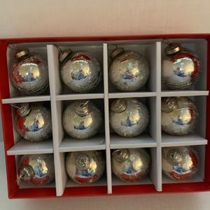 Martha Stewart Christmas Ornaments Crackeled Silver Set of 12